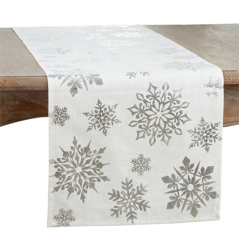 Table Runner With Foil Print Snowflake Design