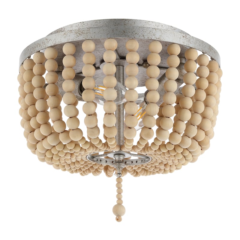 Allie Wood Beaded/Metal LED Flush Mount, by JONATHAN Y