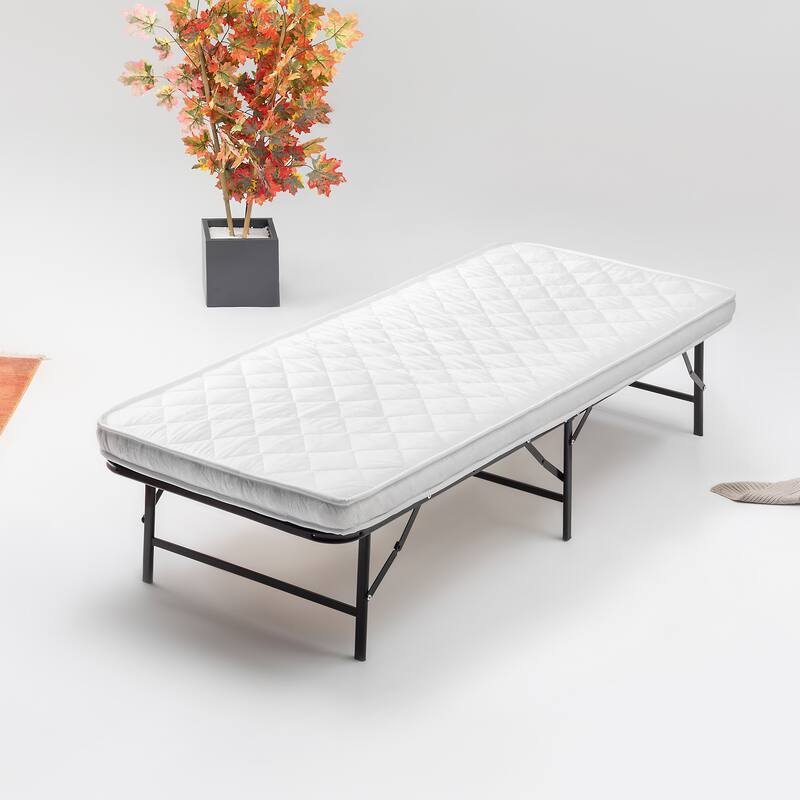 14-Inch Foldable Metal Platform Bed Frame with Tool Free Setup, Sturdy Steel, No Box Spring Needed, 75" X30", Black