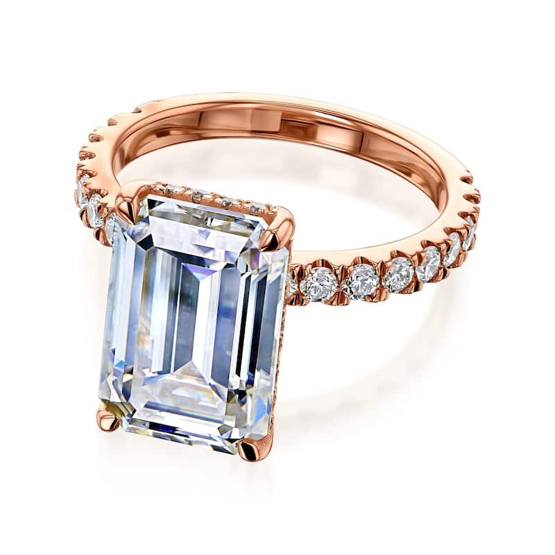 Kobelli Signature Collection Bold Series 5.6 Carats Lab Grown Diamond Certified 14k Solid Gold Emerald-cut Hidden Halo Evie Ring