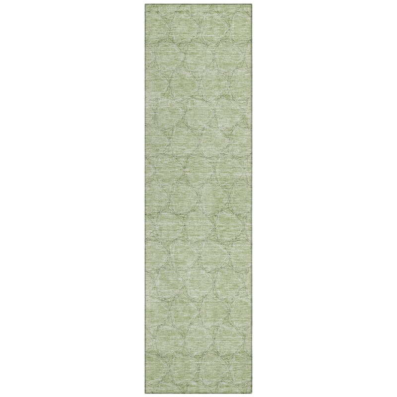 Machine Washable Indoor/ Outdoor Abstract Trellis Chantille Rug