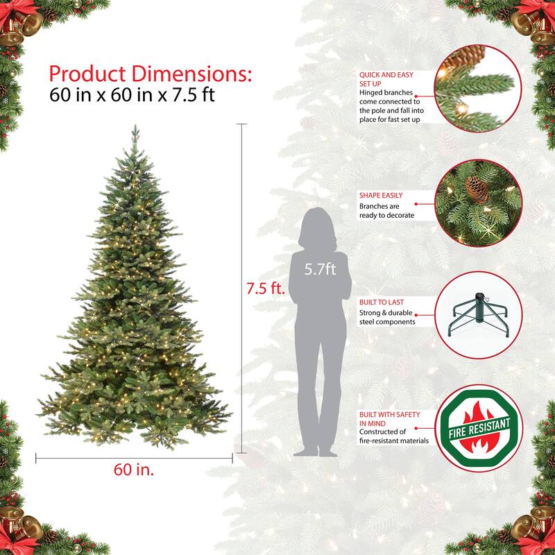 Puleo International 7.5 ft. Pre-Lit Royal Majestic Douglas Fir Downswept Artificial Christmas Tree