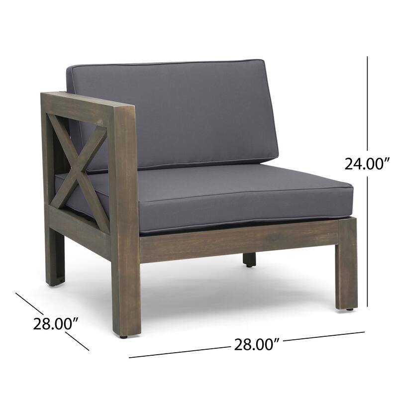 2-Piece Acacia Wood Outdoor Sectional Sofa Set with Water-Resistant Cushions, Ottoman, and Coffee Table - Patio Furniture set