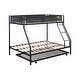 preview thumbnail 6 of 7, Black Twin over Full Metal Bunk Bed with Trundle, Noise-Free Wood Slats, Textilene Guardrail