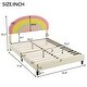 preview thumbnail 23 of 32, Twin or Full Size Upholstered PU Kids Platform Bed with Rainbow Shaped and Height-adjustbale Headboard, LED Bed Frame