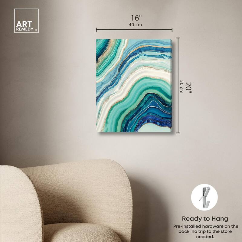 Blue Green Abstract Agate I Canvas by Art Remedy, Gallery Wrapped