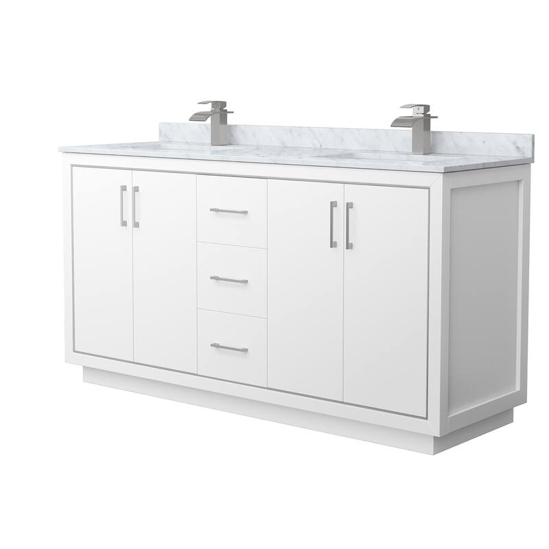 Wyndham Collection WCF1111-66D-NAT-MXX Icon 66" Free Standing Double - White / Brushed Nickel Hardware