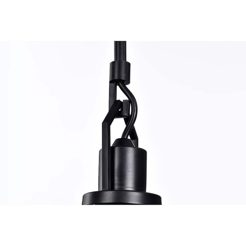 Matte Black 1-Light 12 in. Modern Pendant with Clear Cone Glass Shade
