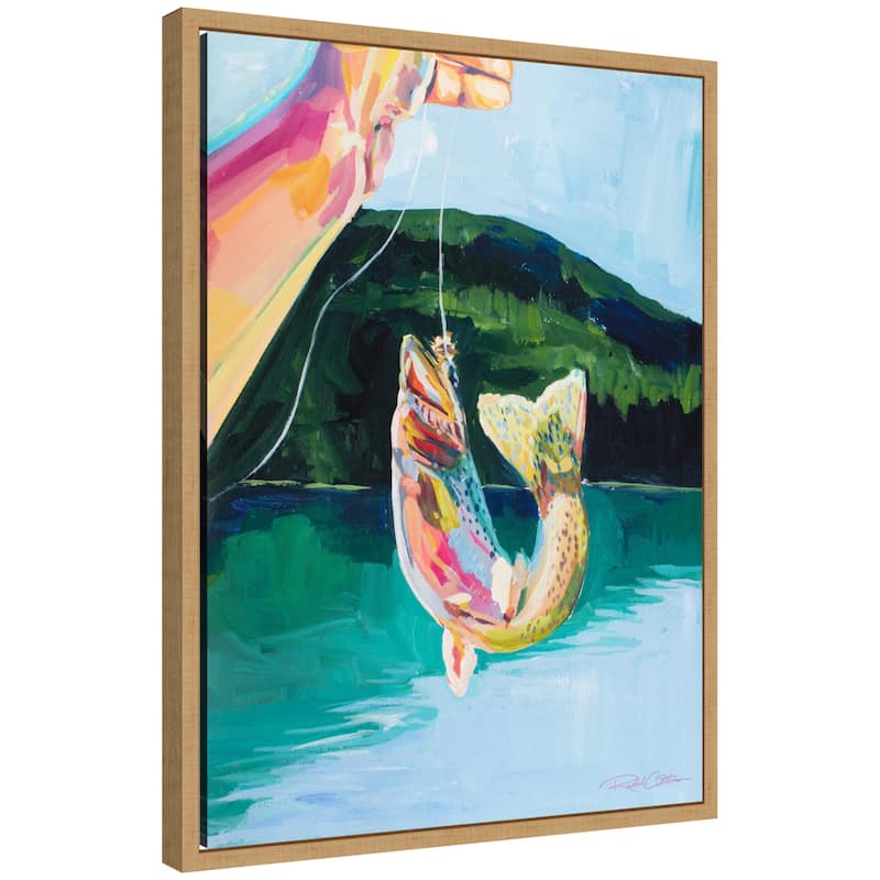 Kate and Laurel Sylvie Rainbow Catch Framed Canvas by Rachel Christopoulos - 18x24