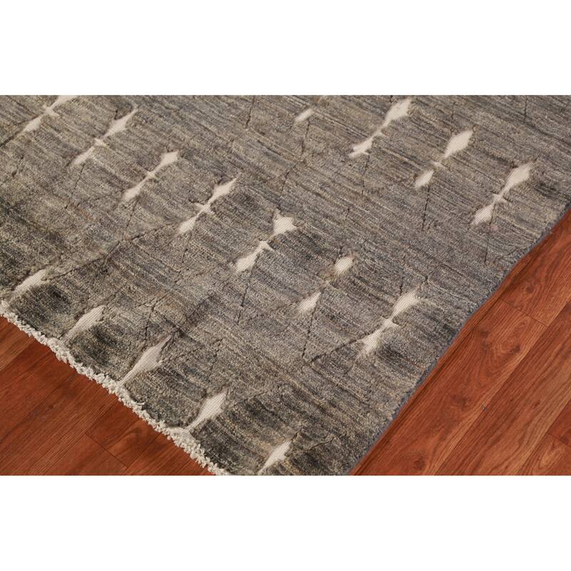 Trellis Gray Gabbeh Oriental Rug Hand-Knotted Wool Carpet - 3'9"x 5'10"