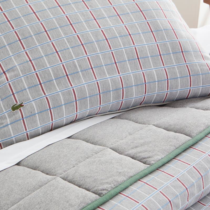 Lacoste Racquet Check 3-Piece Cotton Comforter Set