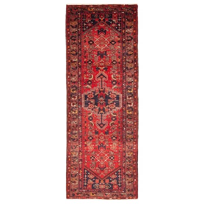 ECARPETGALLERY Hand-knotted Andelz Red Wool Rug - 3'5 x 9'7
