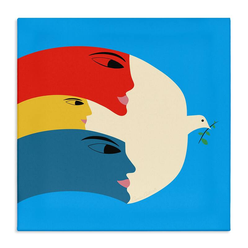 Stupell Peaceful Dove with Faces Canvas Wall Art Design By Carrie Cantwell - 30 x 30