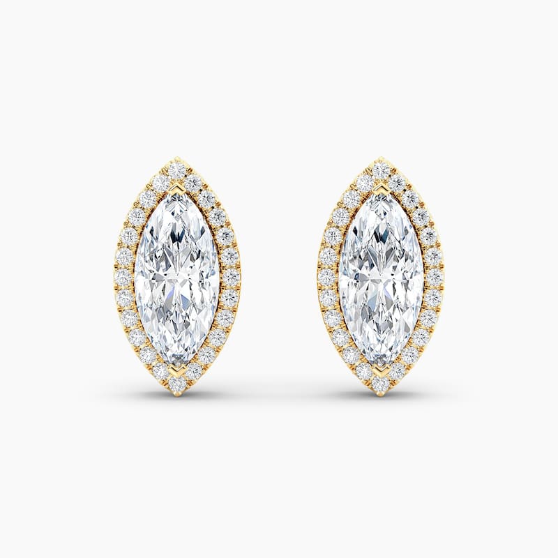 Auriya 14k Gold Lab Grown Halo Marquise Diamond Stud Earrings 0.50 to 8.00 ct. tw. Push-Back (F-G VS) - White - Yellow - 3.43ct. tw.