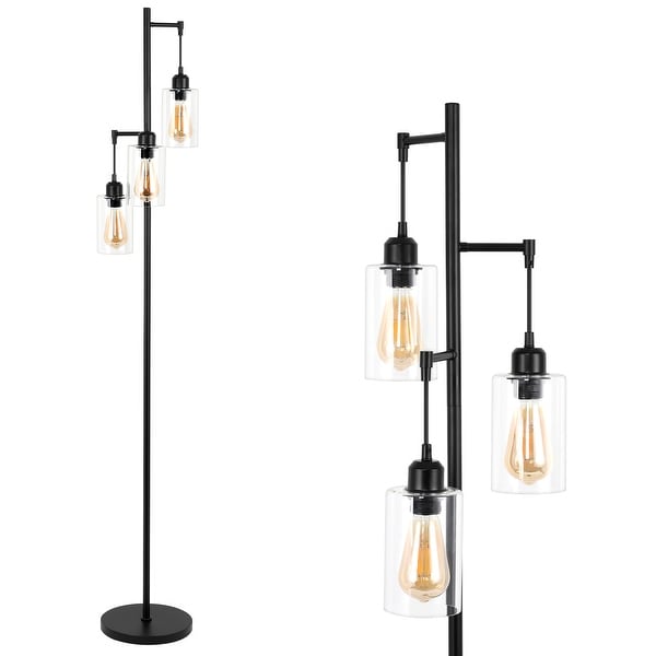 Floor lamp with bubble glass shade top
