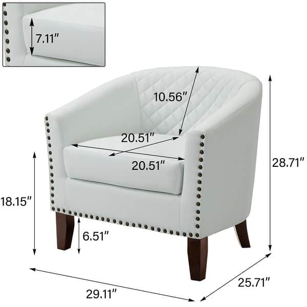 dimension image slide 2 of 9, Axia Barrel PU Leather Accent Chair with Nailhead Trim