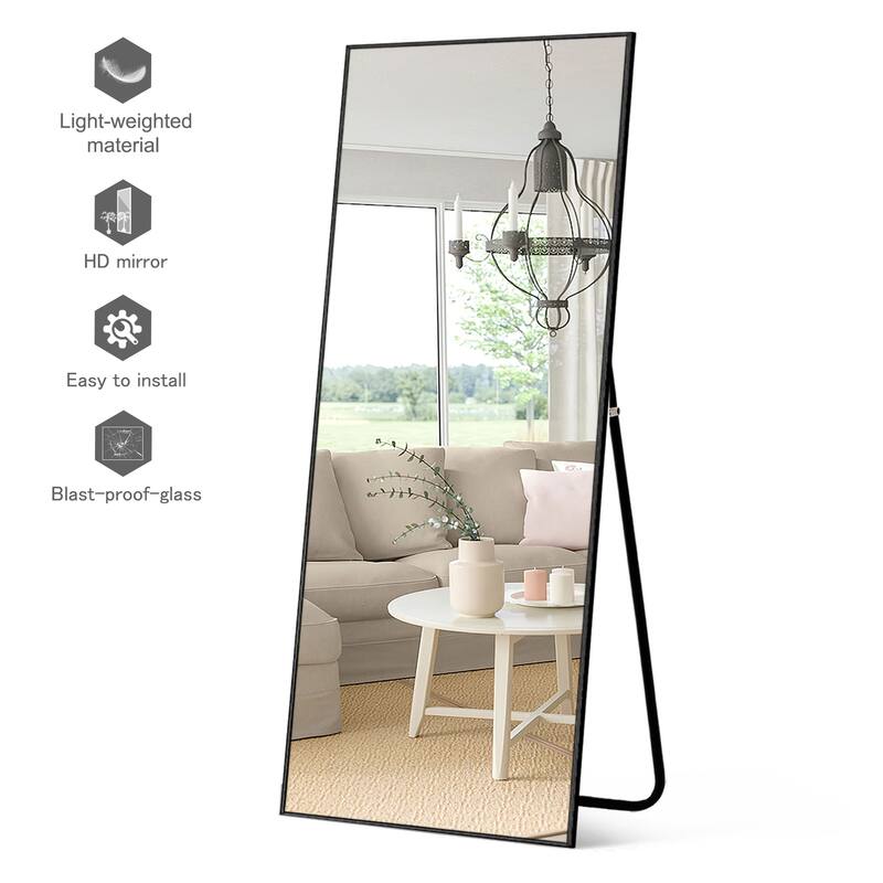 Modern Aluminum Alloy Thin Framed Full Length Floor Mirror