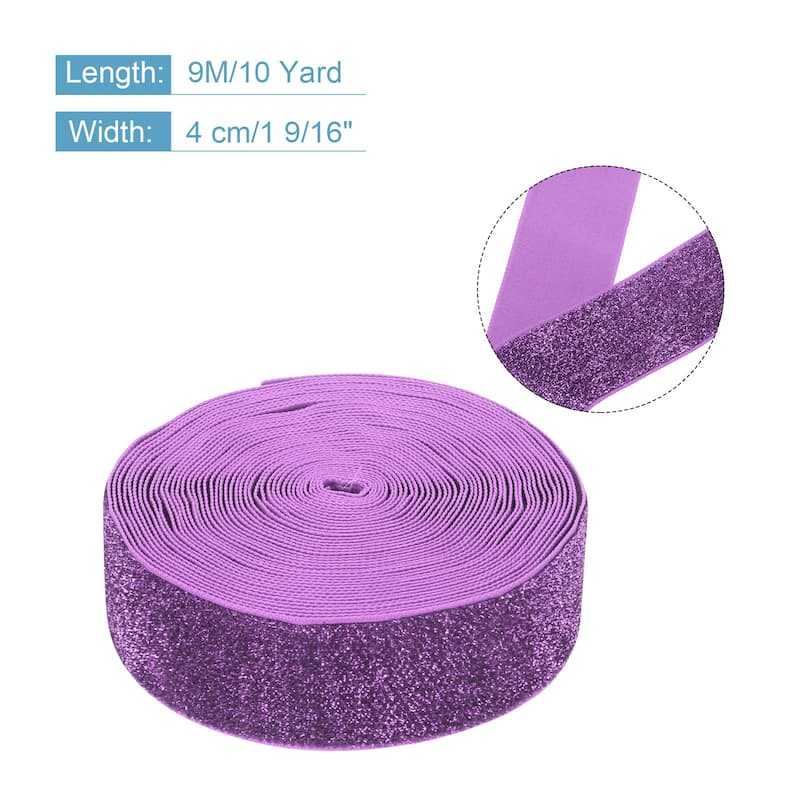 Metallic Glitter Velvet Ribbon for Gift Wrapping - Purple - 1 9/16"x 10 Yard