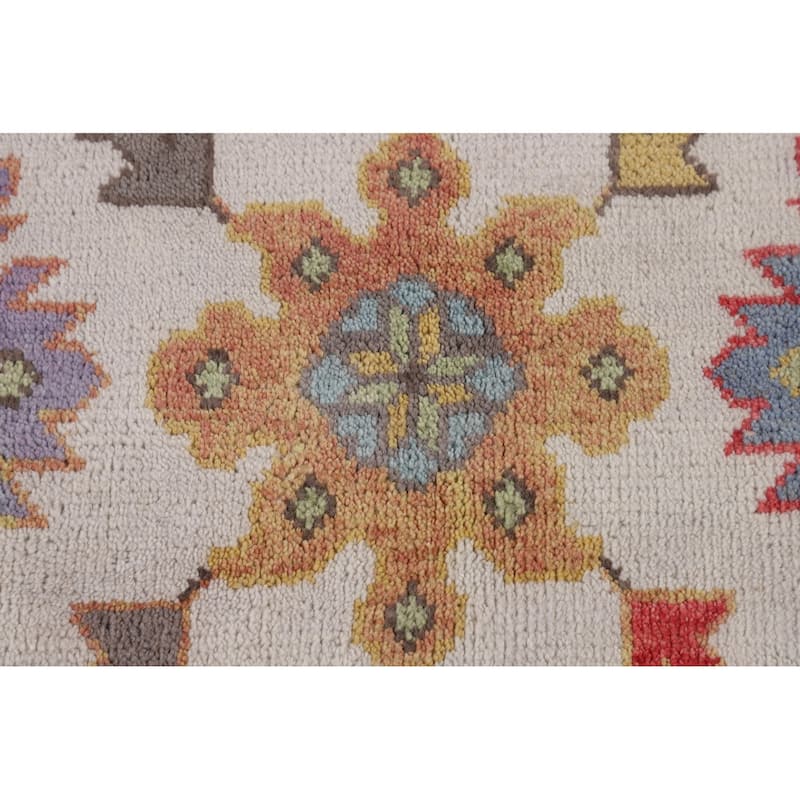 Beige Floral Oushak Indian Area Rug Handmade Wool Carpet - 8'2"x 10'0"