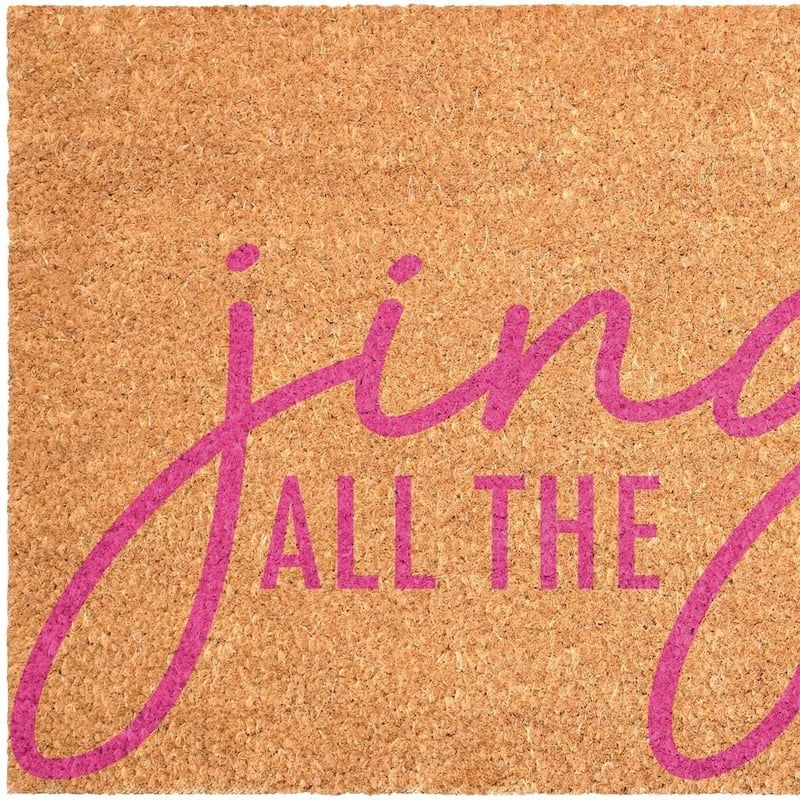 HomeRoots 24" X 36" Brown And Pink Christmas Outdoor Coir Door Mat - 24.00' X '36.00