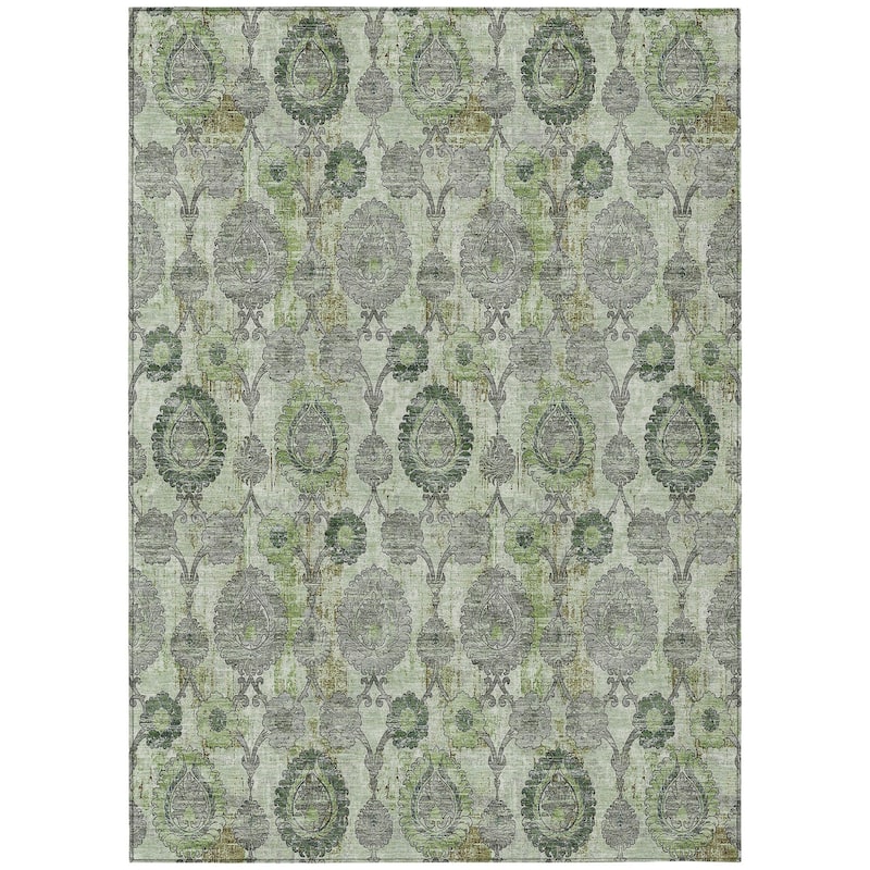HomeRoots Damask Transitional Rectangle Outdoor Rug