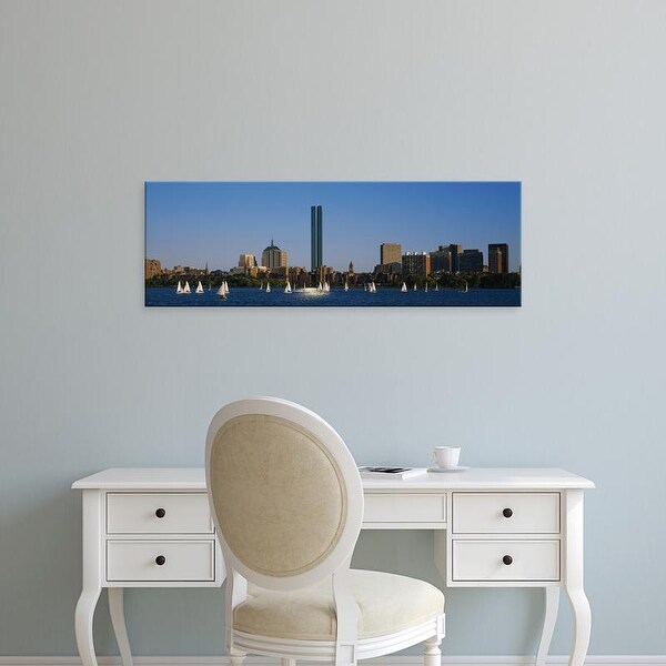 Easy Art Prints Panoramic Images's 'Sailboats, Charles River, John Hancock Tower, Boston, Massachusetts' Canvas Art