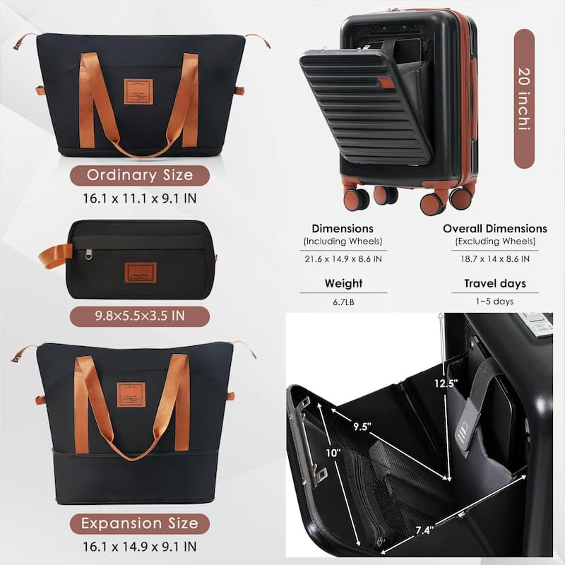 4-Piece Luggage Set with USB Charging Ports