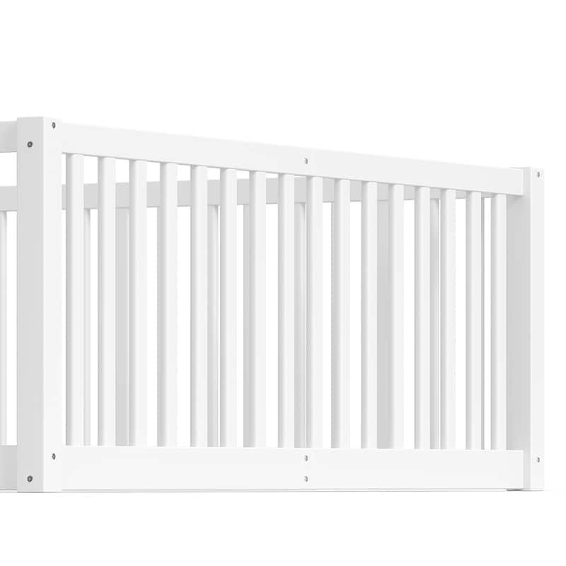 Montessori Floor Bed with Safety Guardrails & Door, Kids Low Profile Frame, Available in Queen/Full/Twin