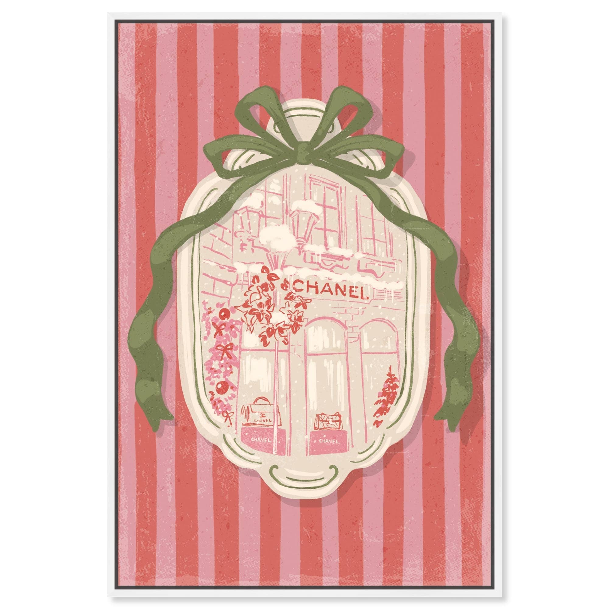 Holiday Window Shopping Canvas Cute Western Christmas by Art Remedy