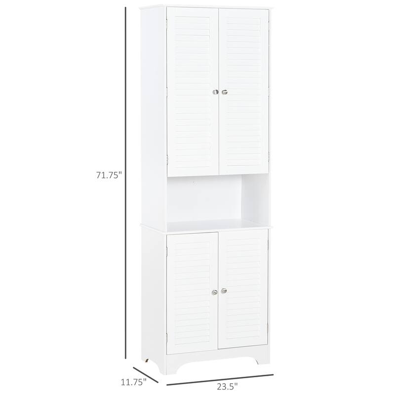 HOMCOM Freestanding Bathroom Storage Cabinet with Shutter Doors and Adjustable Shelves, Toilet Vanity Cabinet