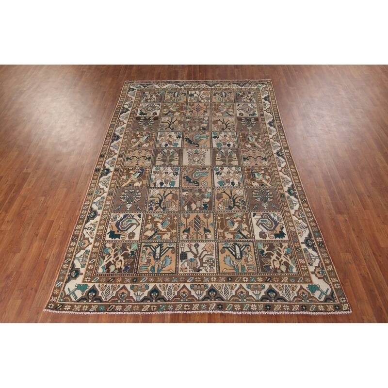 Garden Design Bakhtiari Vintage Persian Area Rug Handmade Wool Carpet - 6'6" x 9'9"