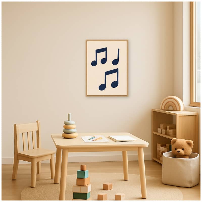 Kate and Laurel Music Notes by Laura Moss Framed Canvas Wall Art Print