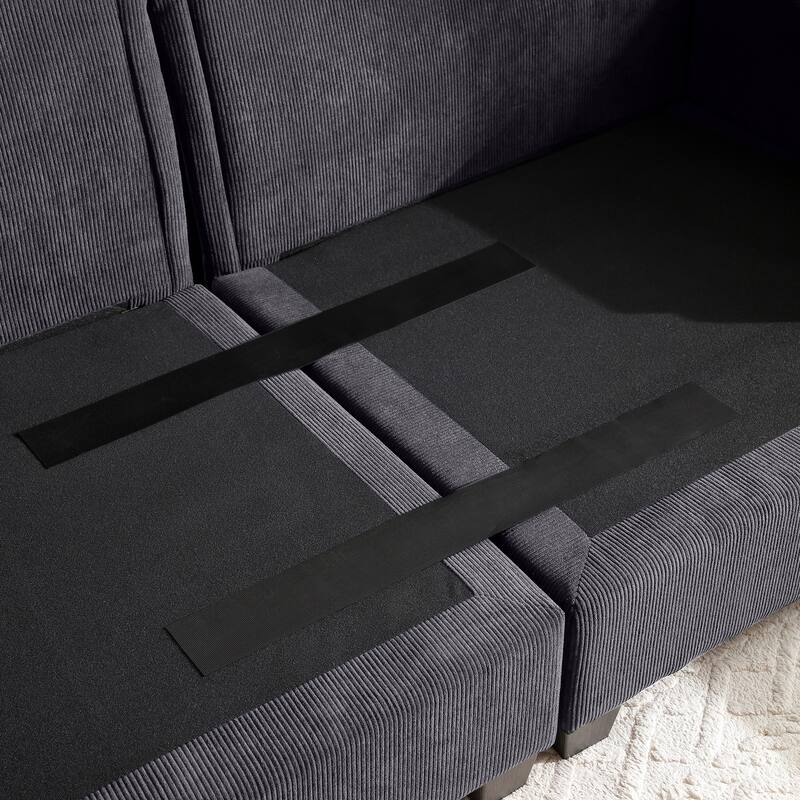 120.3" L-Shaped Sectional Sofa with Wide Seats, USB Charging, Foldable 360掳 Tray, Cup Holders, Storage Ottoman & Armrest