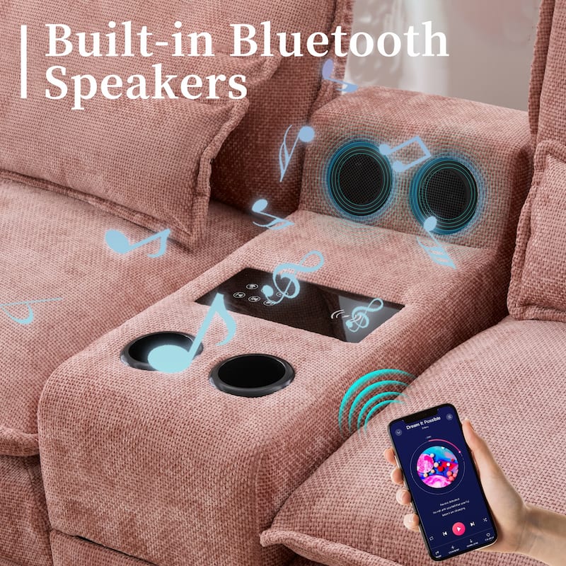 6-seat Chenille Upholstered Modern U-shaped Sectional Multifunctional Sofa with 2 Cup Holders,Pull-out Storage Space