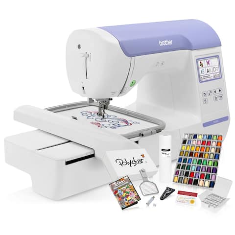 Brother PE800 Embroidery Machine + Grand Slam Package Includes 64 Embroidery Threads + Cap Hoop + 50,000 Designs + More!