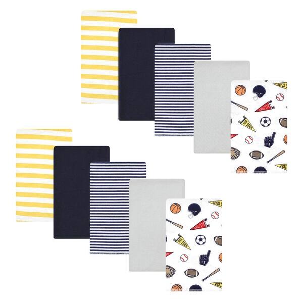 slide 1 of 1, Hudson Baby Infant Boy Cotton Flannel Burp Cloths, Sports Fan 10 Pack, One Size - Sports Fan 10 Pack - One Size One Size - Sports Fan 10 Pack