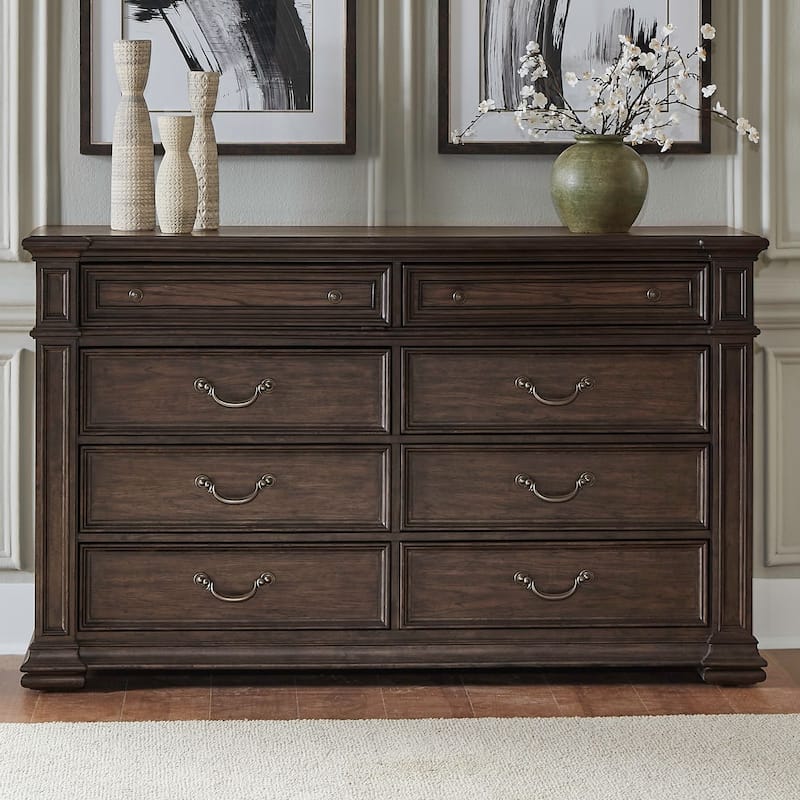 Liberty Furniture Provence Park 8 Drawer Dresser & Optional Mirror - Dresser - Chateau Brown