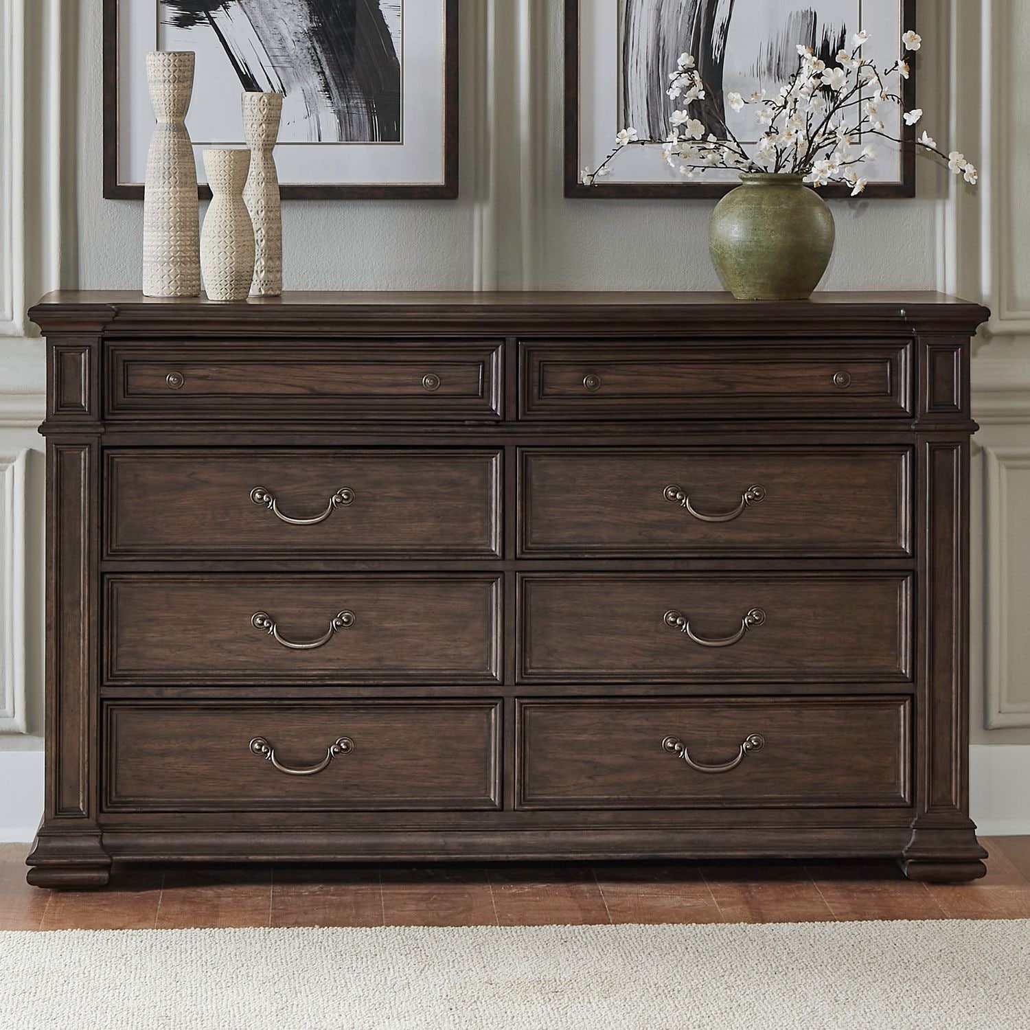 Liberty Furniture Providence Park Bedroom Dresser & Optional Mirror Chateau Brown
