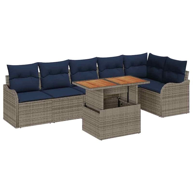 vidaXL 7 Piece Garden Sofa Set with Cushions - 113.2×48.2×27.2