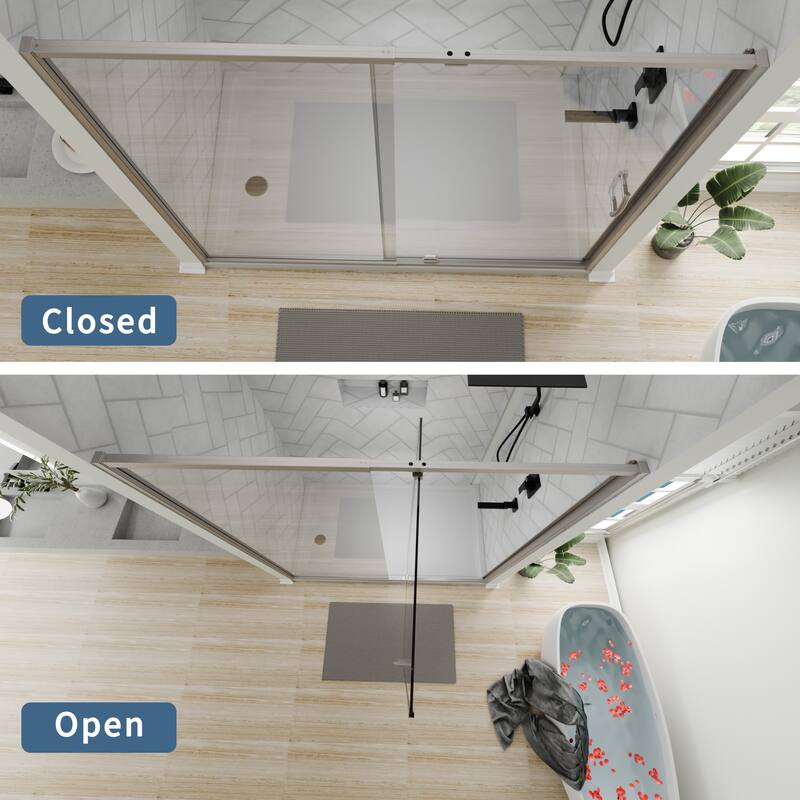56-60" Bathtub Pivot Shower Screen Door - 60''x 71''
