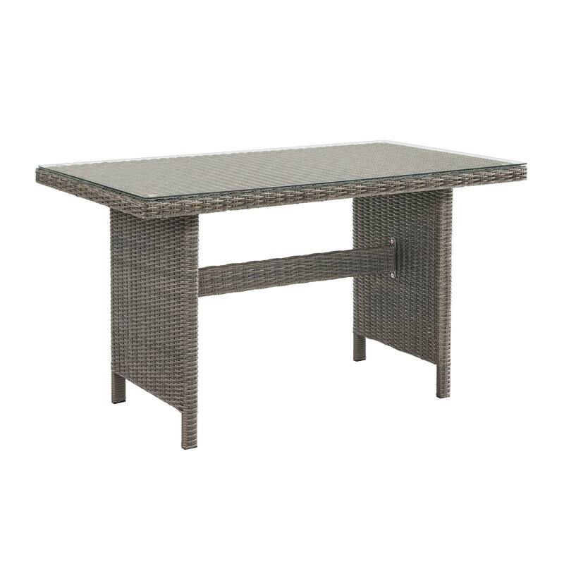 Asti All-Weather Wicker 3-Piece Outdoor Dining Set with 30"H Table with Glass Top and Two 37"H Dining Chairs