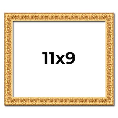 11x9 Frame Gold Real Wood Picture Frame Width 1 inches | Interior