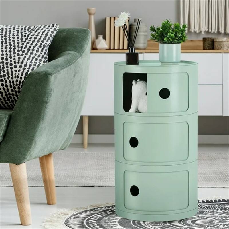 Sliding Barrel Modern Bedroom Nightstand
