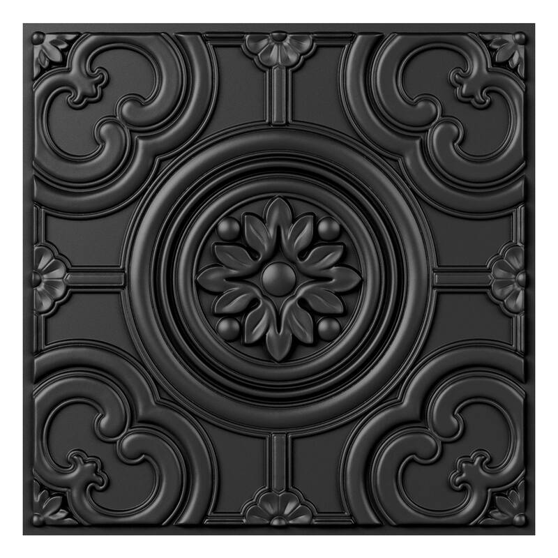 Atr3d 12 Pack 24"x24" 3D Wall Panel Ceiling Tiles Cover 48 Sq.Ft. for Home Decor - Matte Black