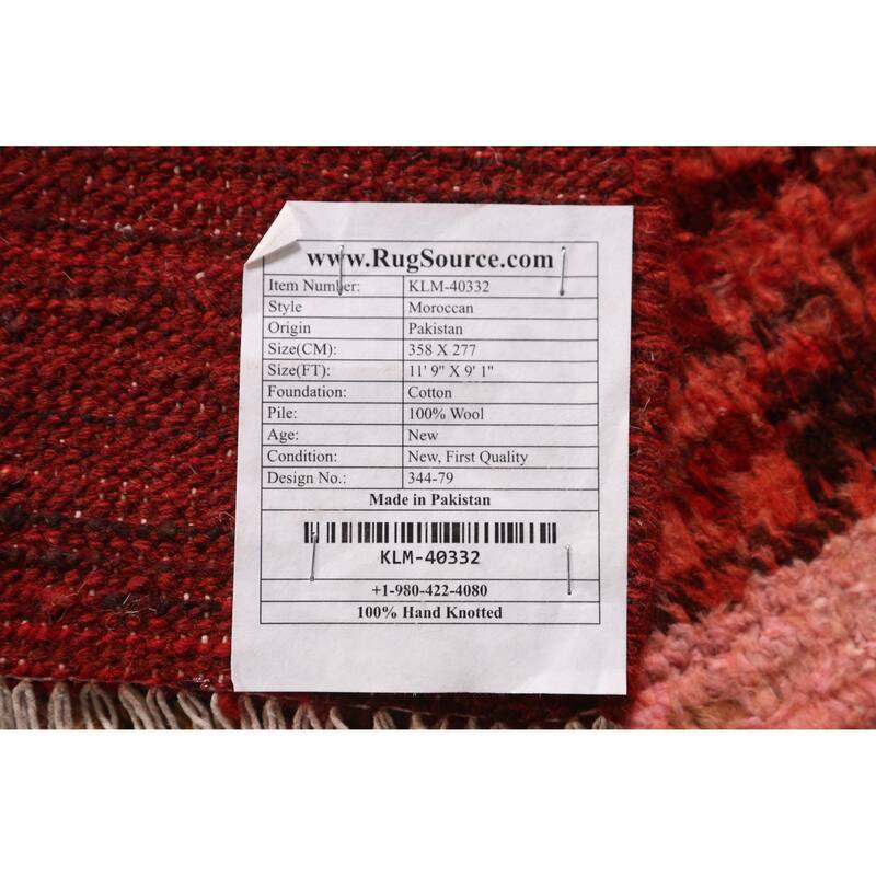 Geometric Moroccan Oriental Area Rug Bedroom Handmade Wool Carpet - 9'1" x 11'9"