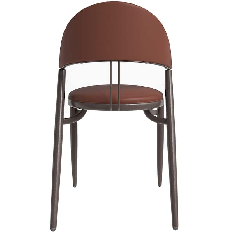 Venice Upholstered Leather Dining Chair (Set of 4) Open Back Accent Side Chair with Iron Legs