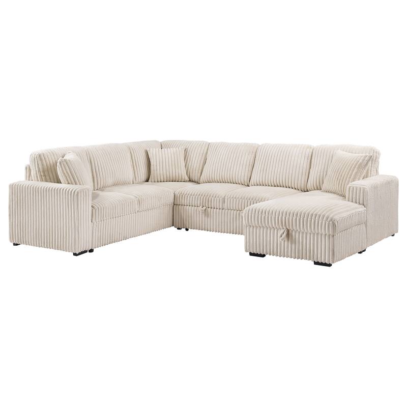 Devonshire Sleeper Sectional Sofa Storage Chaise - 122.00'' x 96.75''-50.00'' x 39.25'' - Camel
