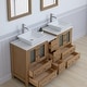 preview thumbnail 24 of 28, Vanity Art 60" Double Sink Bathroom Vanity Set with Engineered Marble Top and Free Mirror - 60 W X 18.5 D X 31.1 H
