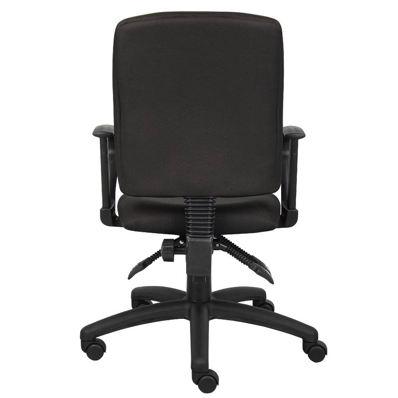 Zean Swivel Task Chair, Loops Arms, Black Crepe Fabric, Rolling