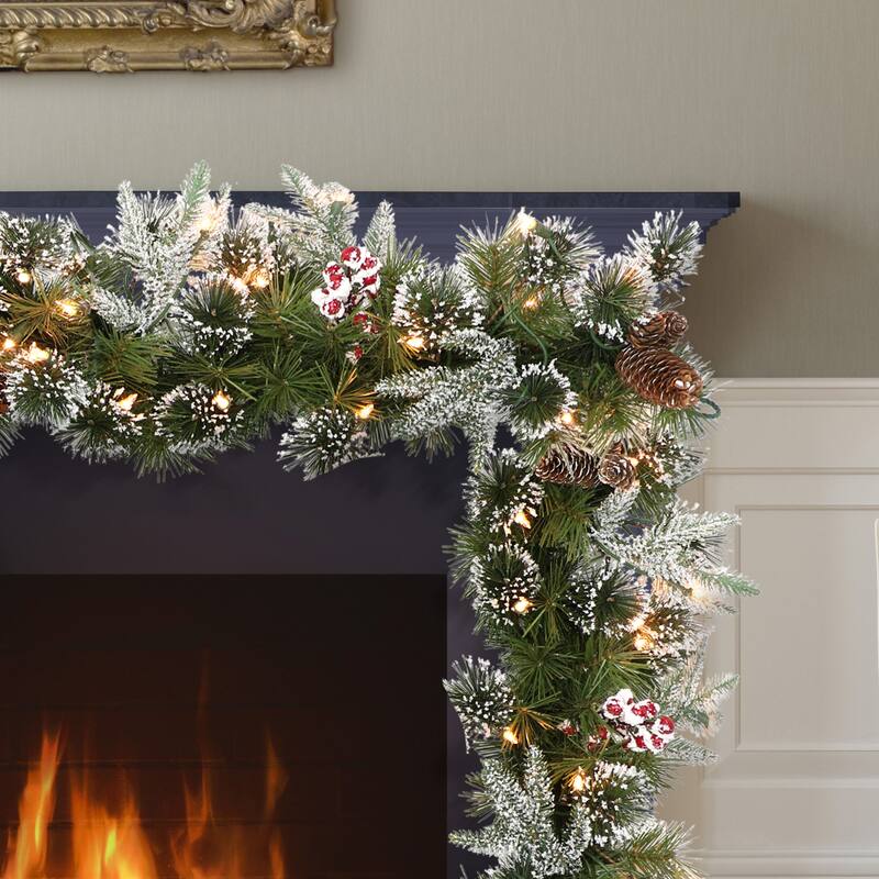 Puleo International 9 ft x 10" Pre-Lit Decorated Christmas Garland - 9' x 10"